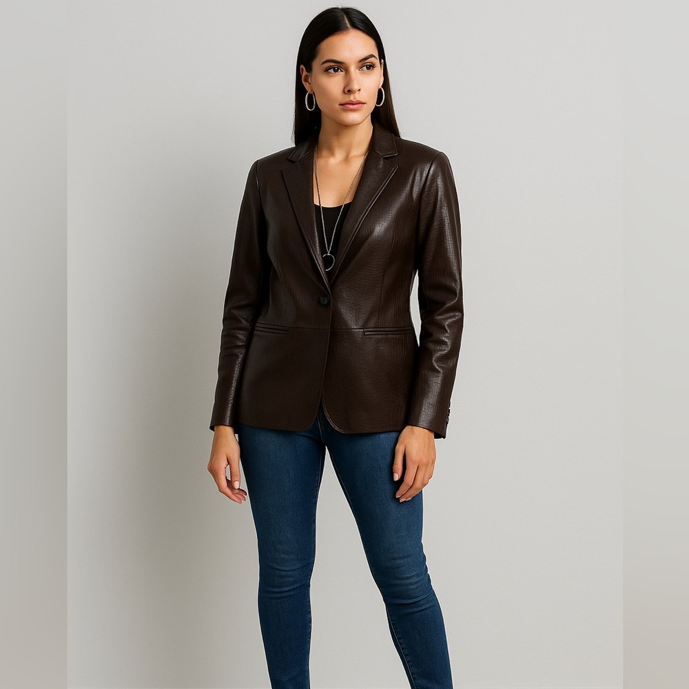 Women's Alfani Brown Leather Jacket
